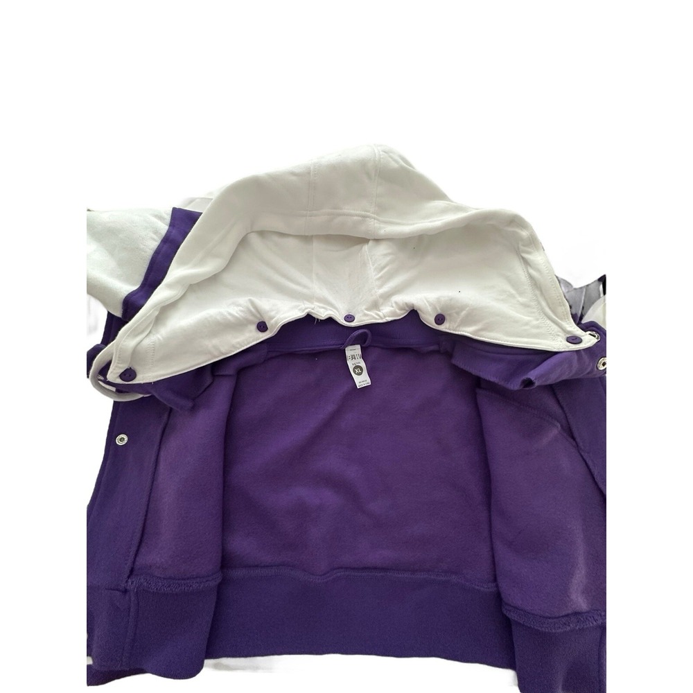 SA Hoodie Varsity Letterman Jacket XL Fleece Snap Bomber Purple Unisex #UV9-1 - Picture 4 of 12